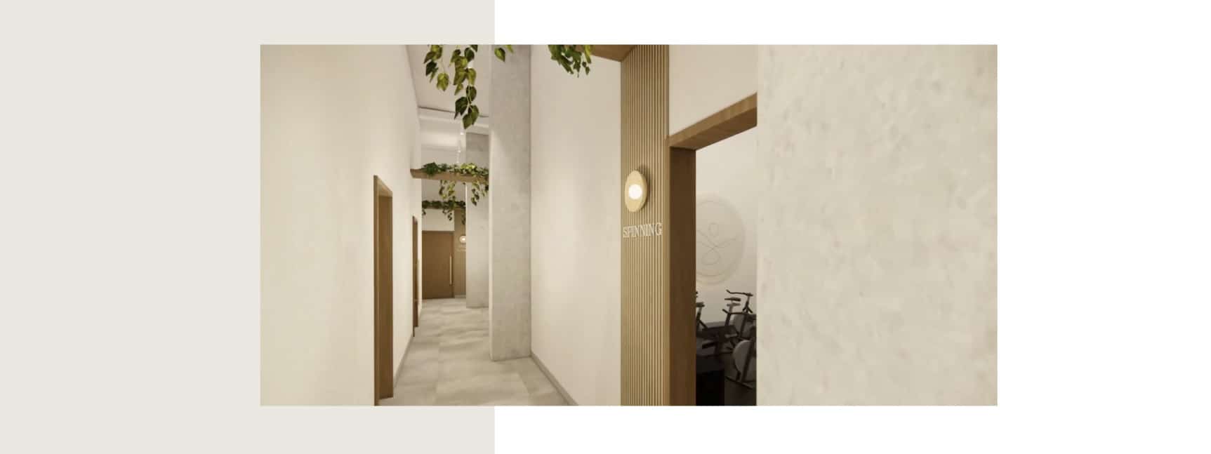 althea_accueil_plan3D_mobile Espace Althéa - salle de spinning dans un environnement zen et moderne